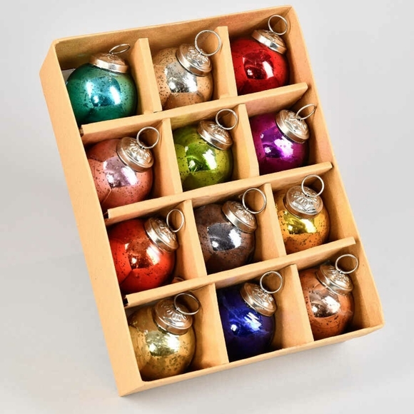 NIB 2" Multicolor Mercury Glass Ornaments - Picture 2 of 3